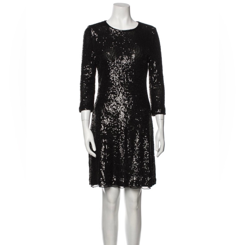 Tory Burch black sequin mini dress. Holiday party perfection!